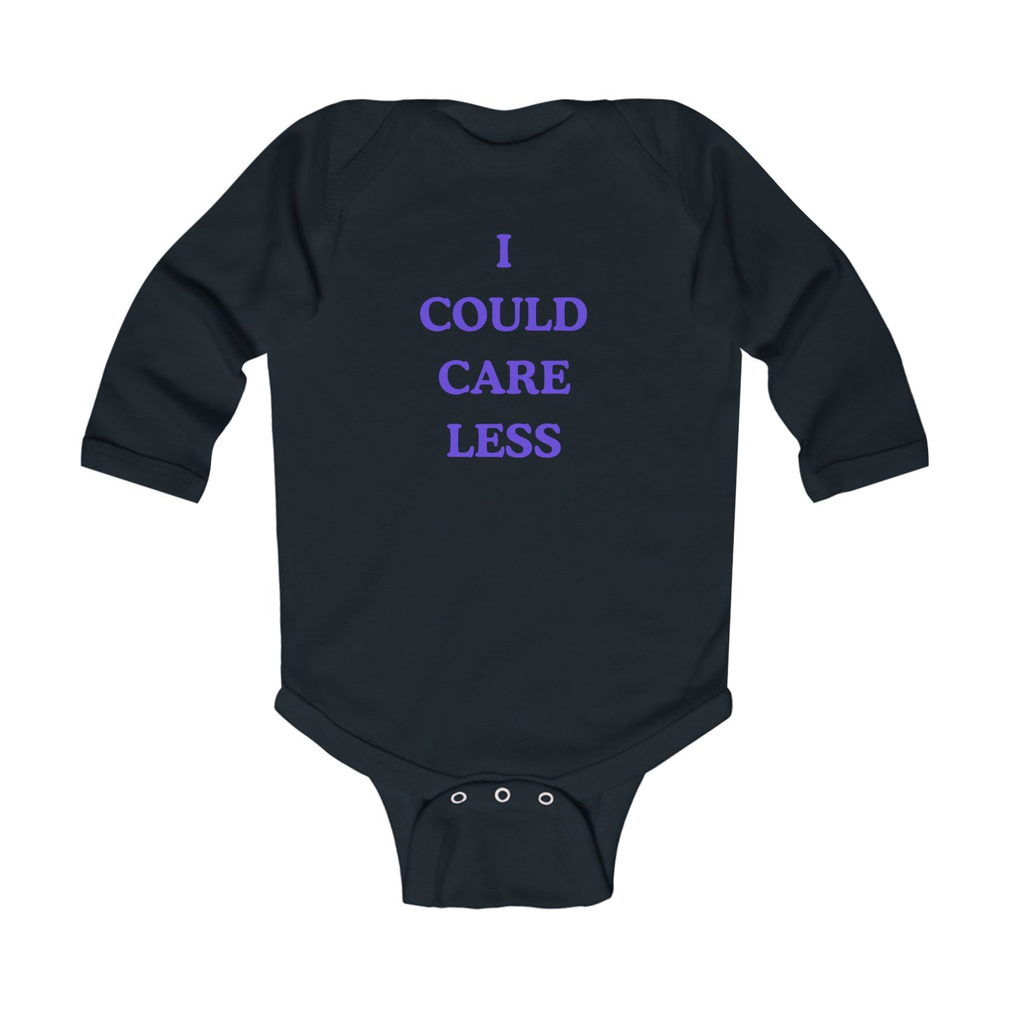 F&R Selections - "I Could Care Less" Long Sleeve Baby Onesie