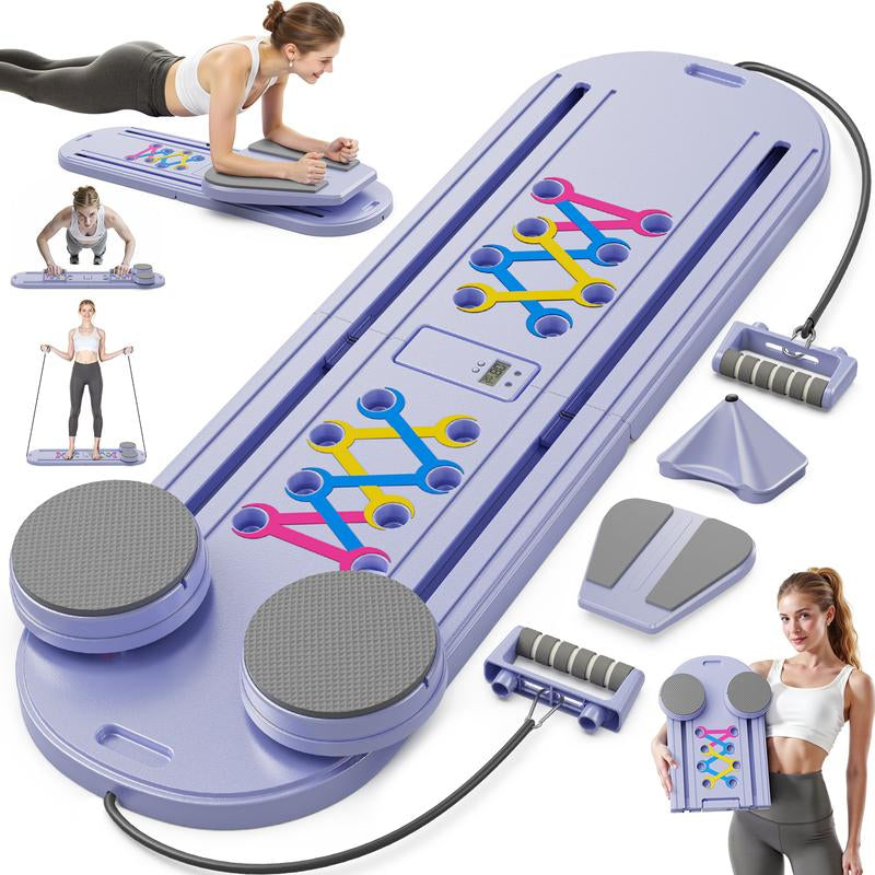 Foldable Pilates Board for Home Gym – Full Body Core & Ab Workout Trainer with Resistance Bands