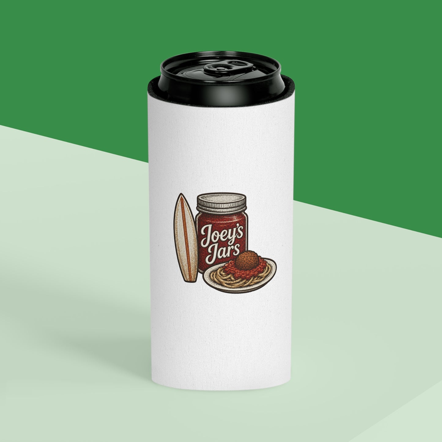 Joey's Jars Surf Can Cooler - Retro Beach Beer Koozie
