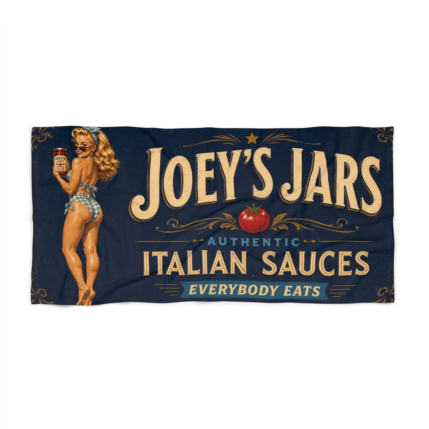 Joey's Jar's Vintage Italian Beach Towel - Dark Blue