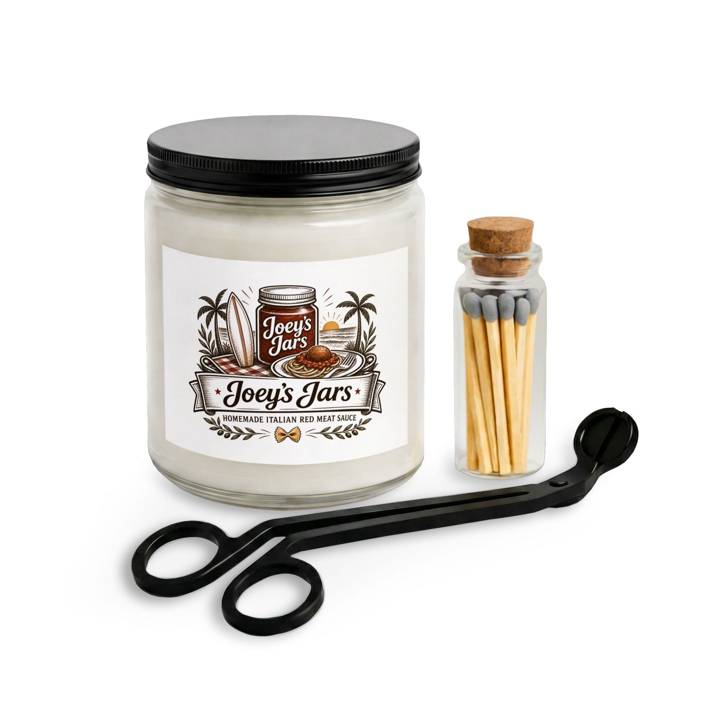 Joey’s Jars Italian Sauce Candle Set with Matches & Wick Trimmer