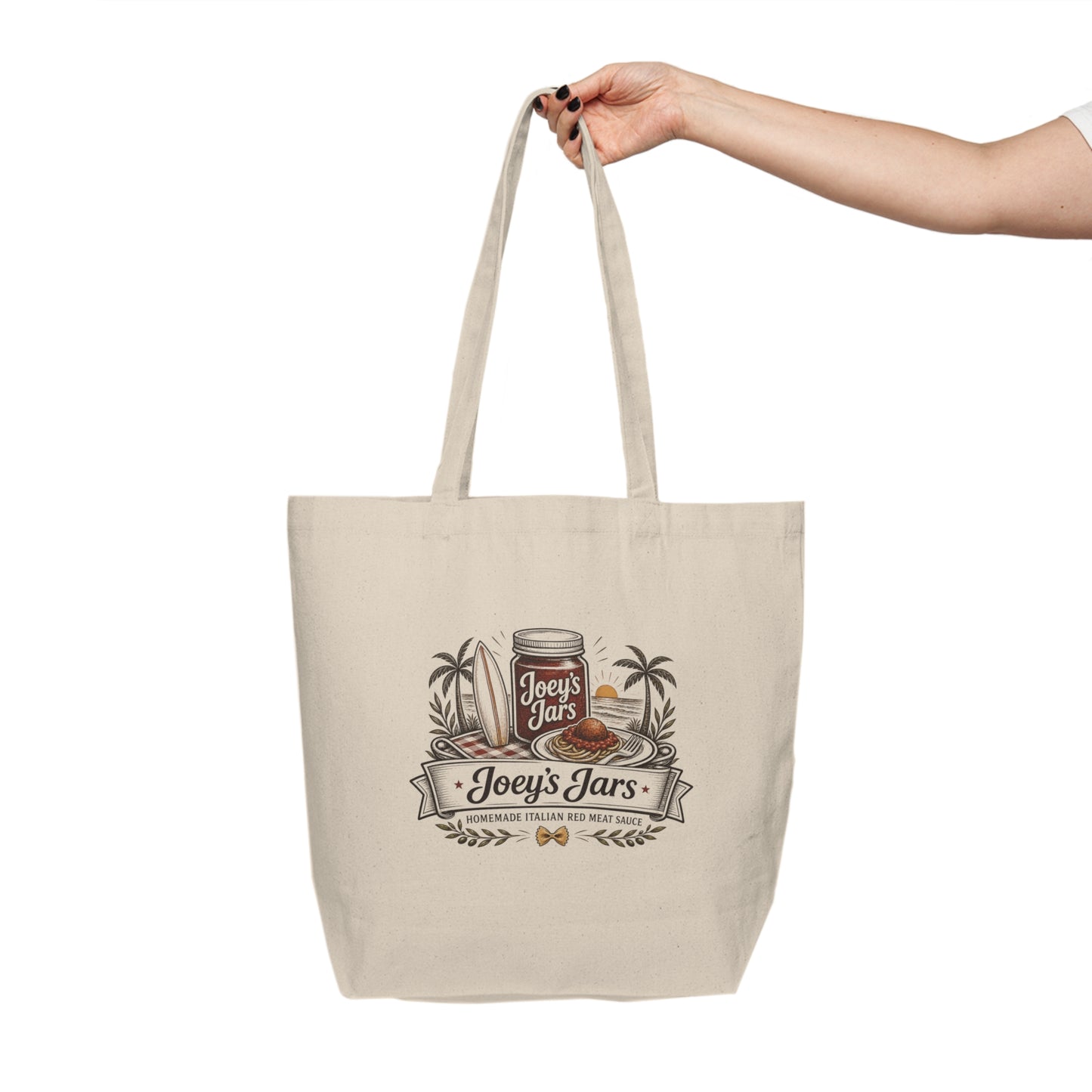 Joey's Jars Logo Canvas Tote Bag — Vintage Mason Jar Market Tote