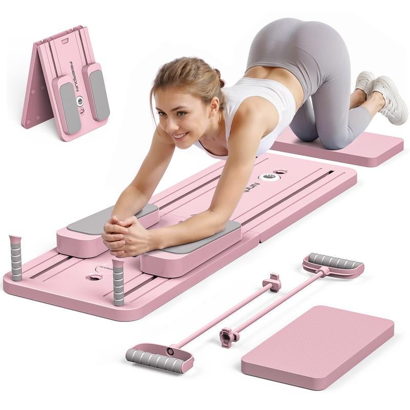 Foldable Pilates Board for Home Gym – Full Body Core & Ab Workout Trainer with Resistance Bands