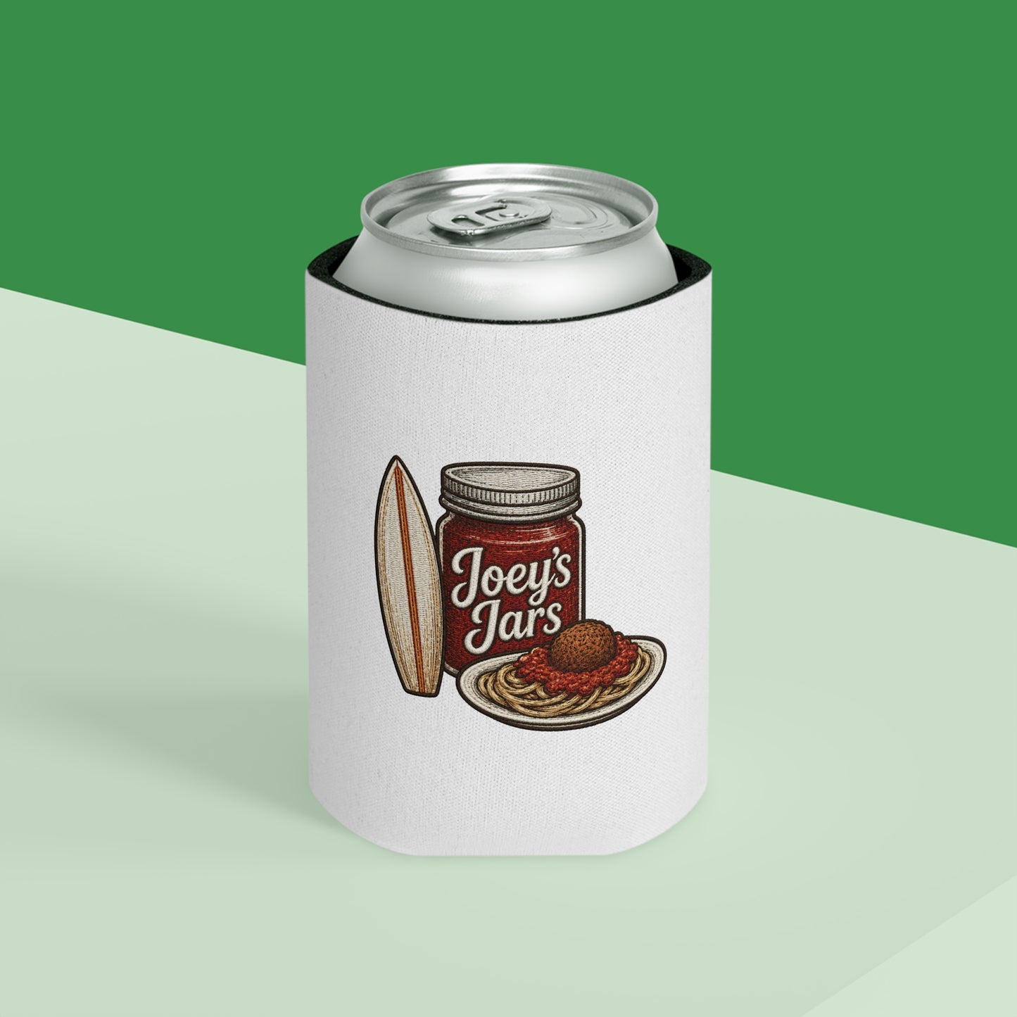 Joey's Jars Surf Can Cooler - Retro Beach Beer Koozie