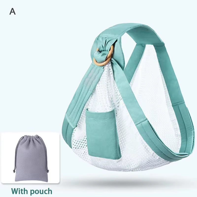 Baby Wrap Newborn Sling Dual Use Infant Nursing Cover Carrier Mesh Fabric Breastfeeding Carriers up to 130 Lbs (0-36M)