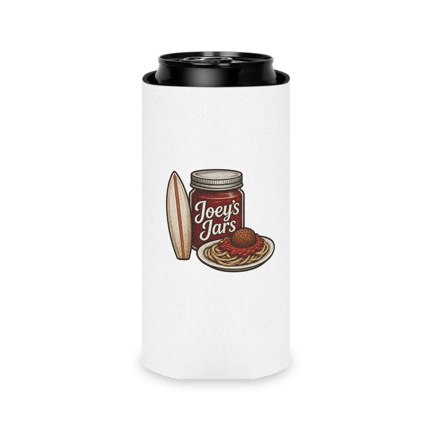 Joey's Jars Surf Can Cooler - Retro Beach Beer Koozie
