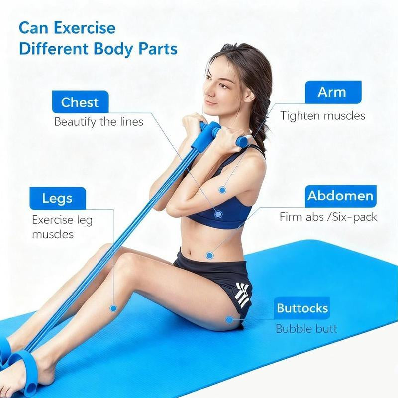 6-Tube Pedal Resistance Bands with Handles – Full Body Workout Band for Abs, Arms, Legs and Home Fitness Training