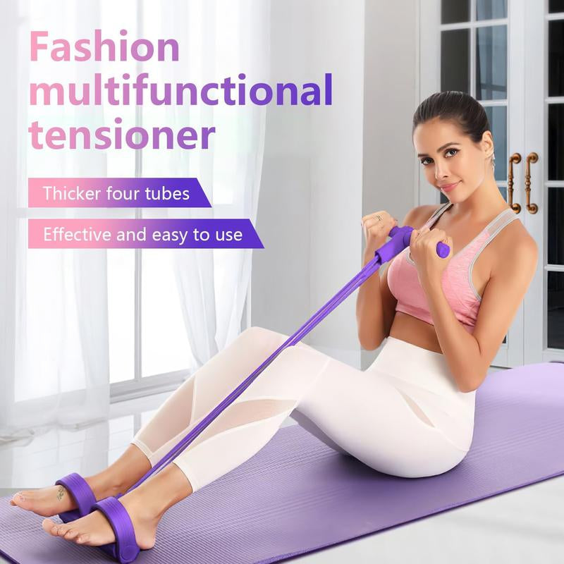 4-Tube Resistance Band for Home Workout – Inner & Outer Thigh Trainer, Glute Sculpting Exercise Band for Strength Training and Fitness