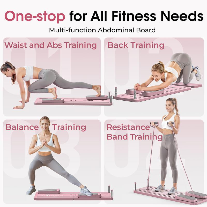 Foldable Pilates Board for Home Gym – Full Body Core & Ab Workout Trainer with Resistance Bands