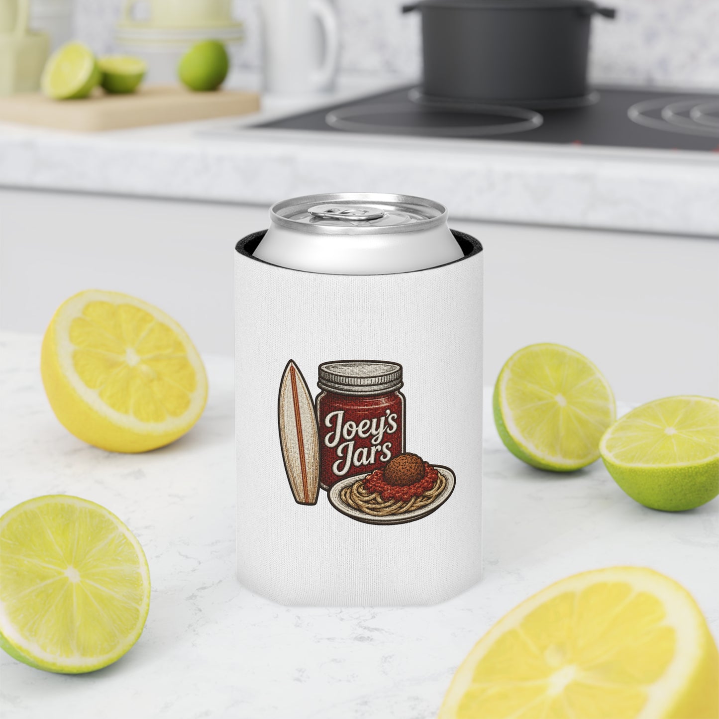Joey's Jars Surf Can Cooler - Retro Beach Beer Koozie