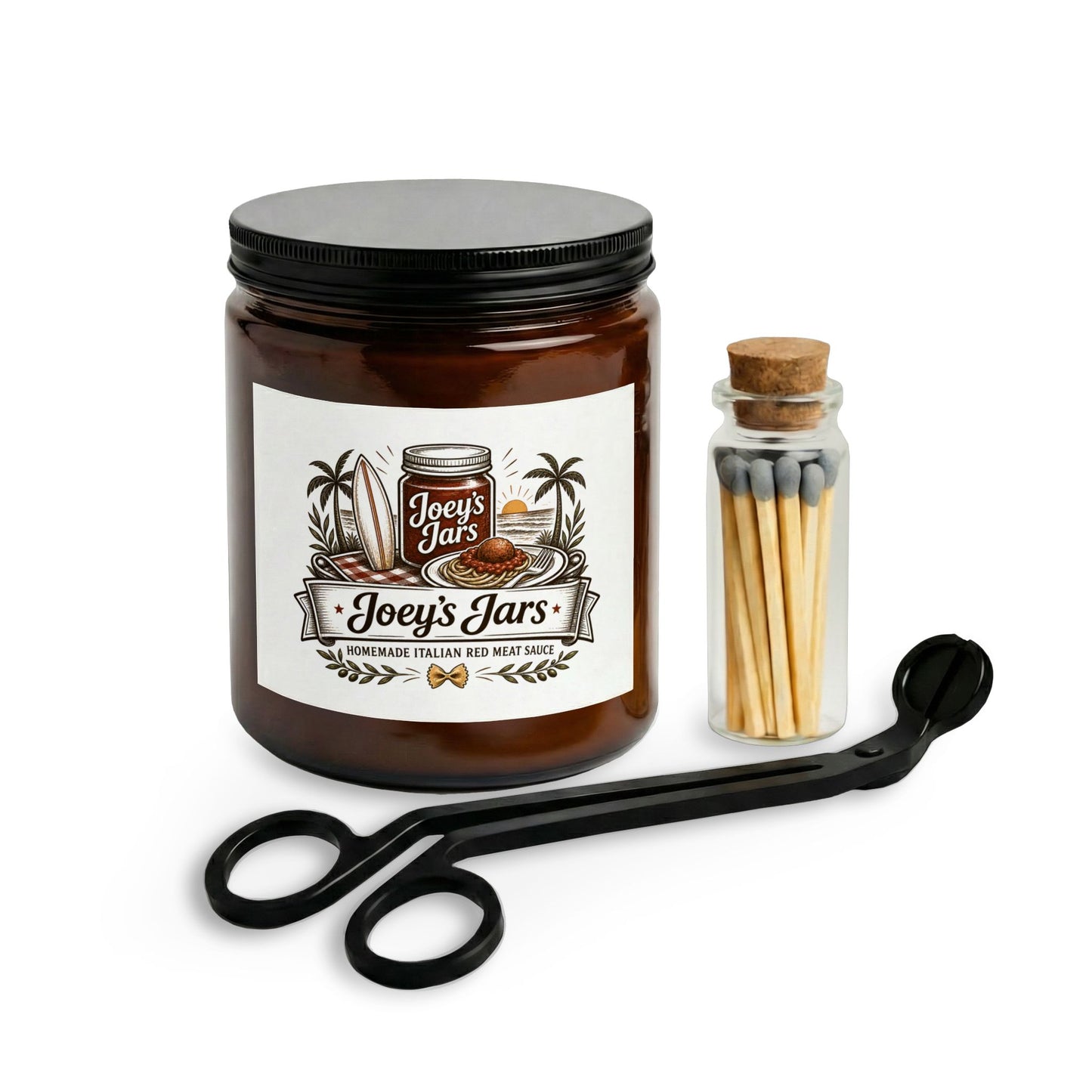 Joey’s Jars Italian Sauce Candle Set with Matches & Wick Trimmer