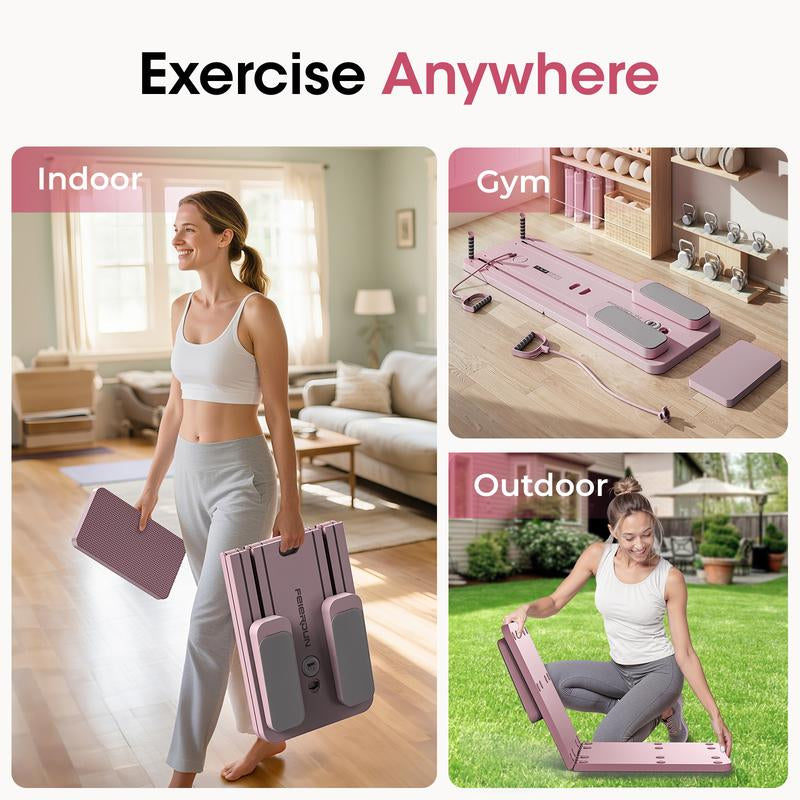 Foldable Pilates Board for Home Gym – Full Body Core & Ab Workout Trainer with Resistance Bands