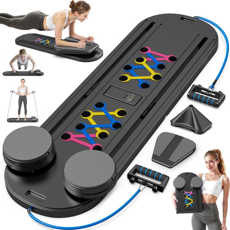 Foldable Pilates Board for Home Gym – Full Body Core & Ab Workout Trainer with Resistance Bands