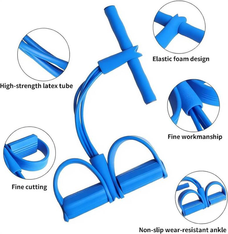 6-Tube Pedal Resistance Bands with Handles – Full Body Workout Band for Abs, Arms, Legs and Home Fitness Training