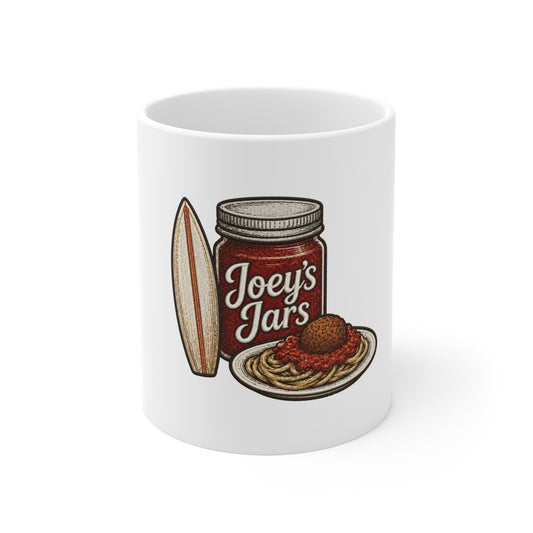 Joey's Jars Spaghetti & Surf Mug — Novelty Pasta Lover Coffee Cup