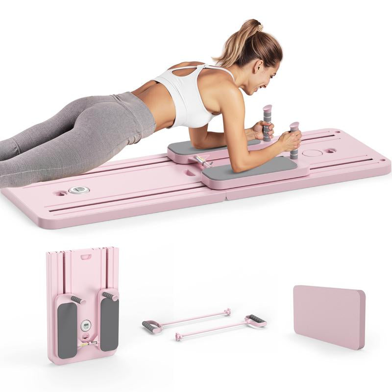 Foldable Pilates Board for Home Gym – Full Body Core & Ab Workout Trainer with Resistance Bands