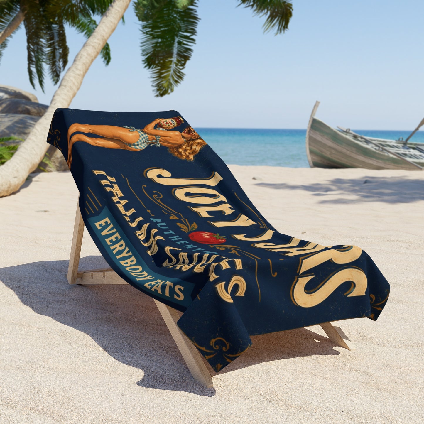 Joey's Jar's Vintage Italian Beach Towel - Dark Blue