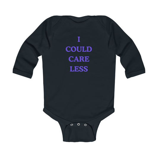 F&R Selections - "I Could Care Less" Long Sleeve Baby Onesie