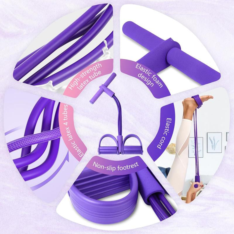 4-Tube Resistance Band for Home Workout – Inner & Outer Thigh Trainer, Glute Sculpting Exercise Band for Strength Training and Fitness