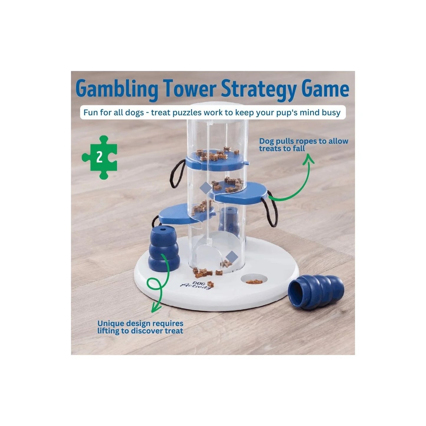 Dog Gambling Tower Strategy Game, Level 1, Beginner Dog Puzzle Toy, Treat Dispenser