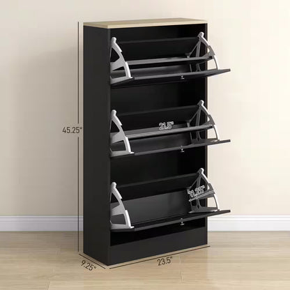 Slim Entryway Shoe Storage Cabinet — 3 Flip Drawers, Narrow Design for Small Spaces