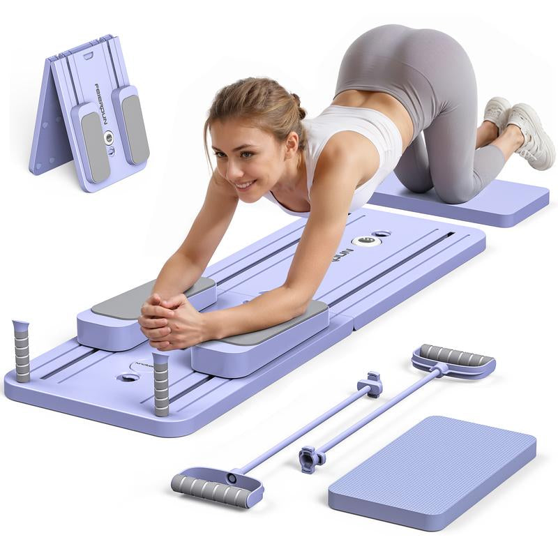 Foldable Pilates Board for Home Gym – Full Body Core & Ab Workout Trainer with Resistance Bands